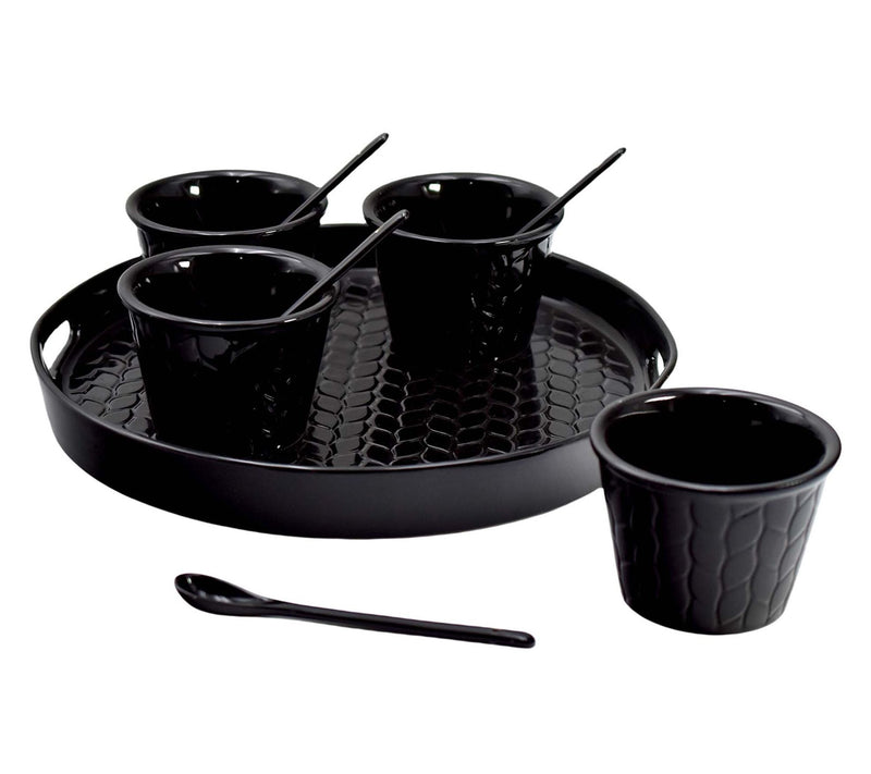 Temp-tations Carved Willow Round Stoneware Serving Set — Main view