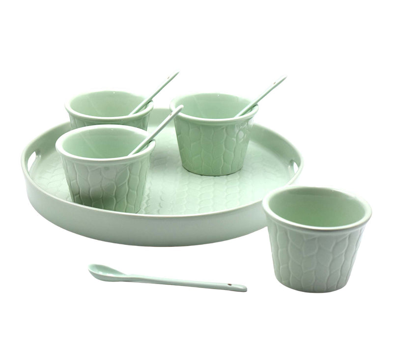 Temp-tations Carved Willow Round Stoneware Serving Set — View 2
