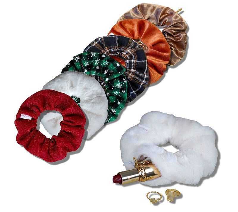 Smunchys S/6 Fashion Scrunchies w/ Hidden Zipper Pockets — Main view