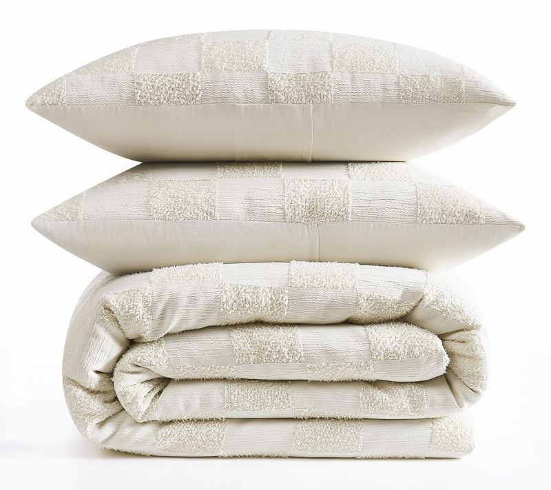 Truly Soft Textured Checkered King 3-Piece Comforter Set — View 3