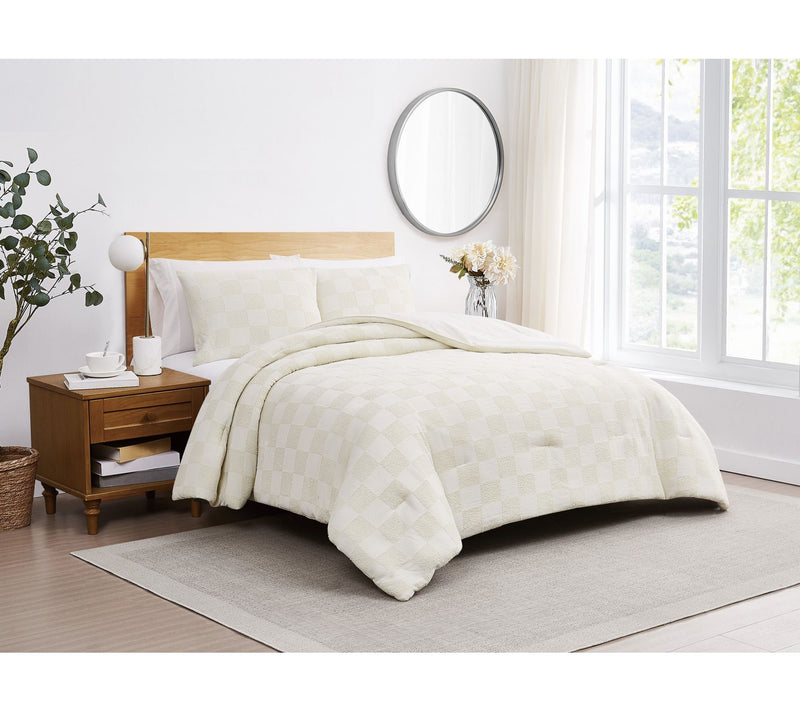 Truly Soft Textured Checkered King 3-Piece Comforter Set — View 6