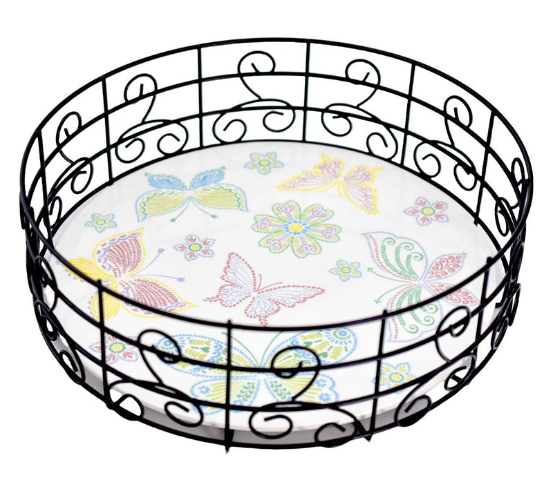 Temp-tations 12" Round Metal Basket with Stoneware Insert — Main view