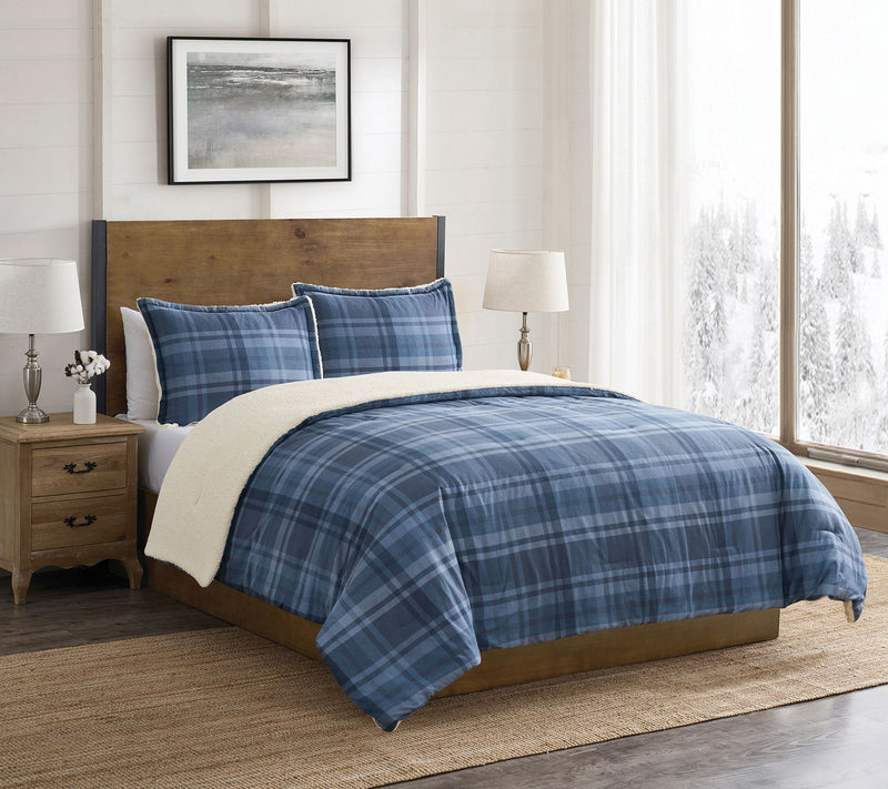 VCNY Home Plaid 3-Piece Brushed Cotton Comforter Set, F/ Q — View 2
