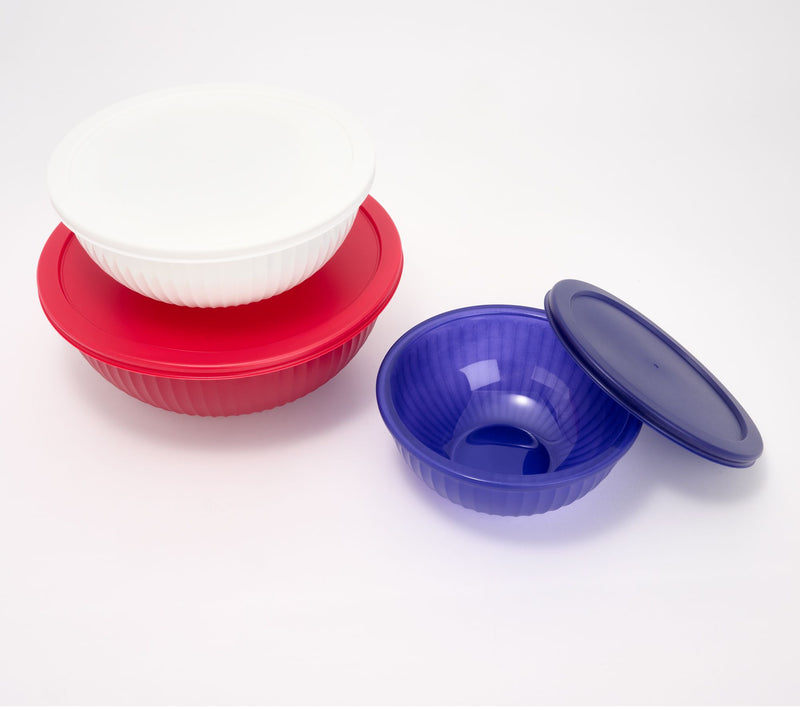 GeniCook 3-Pc Glass Multi-Color Serve & Store Bowls w/ Lids — View 8