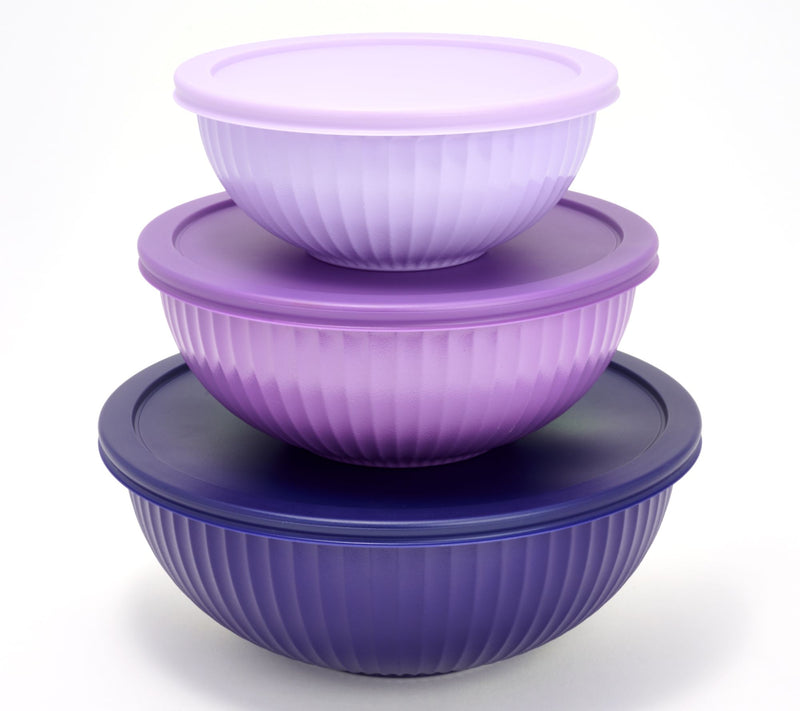 GeniCook 3-Pc Glass Multi-Color Serve & Store Bowls w/ Lids — View 7