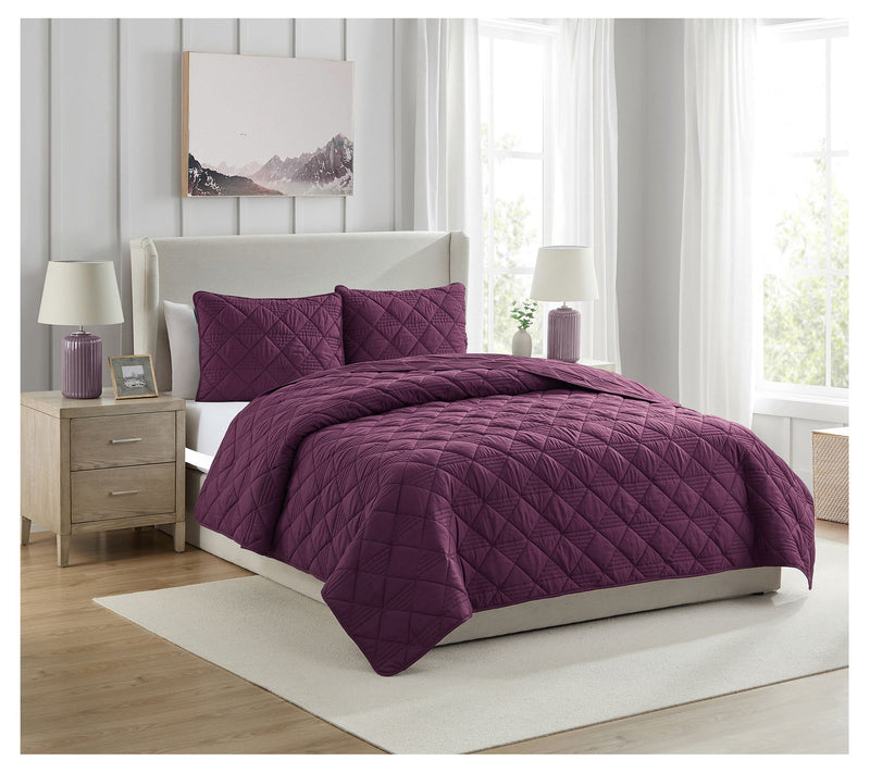 VCNY Home Lucy 3-Piece Diamond Microfiber QuiltSet, F/ Q — View 2