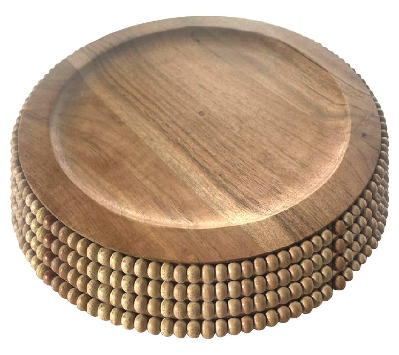 Temp-tations Set of (4) Beaded Wood Charger Plates — Main view