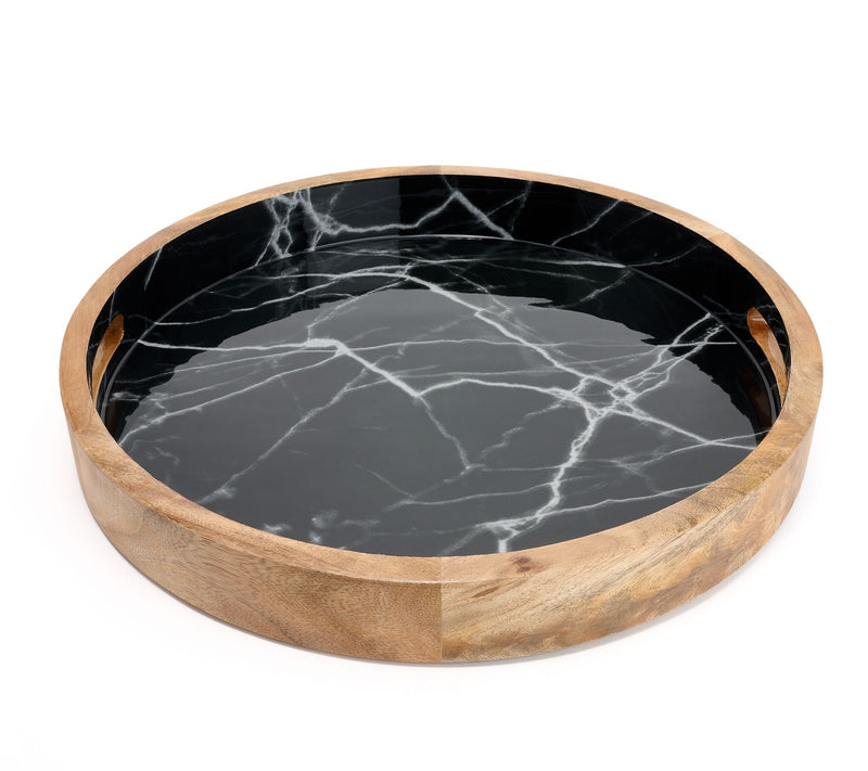 Temp-tations x Alberti 16" Mango Wood Tray with Handles — View 3