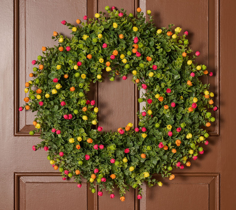 22" Indoor/Outdoor Boxwood & Rosebud Wreath by Kim Gravel — View 12
