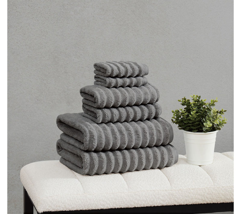 Borghese Ribbed Zero Twist 6 Piece Towel Set — View 9