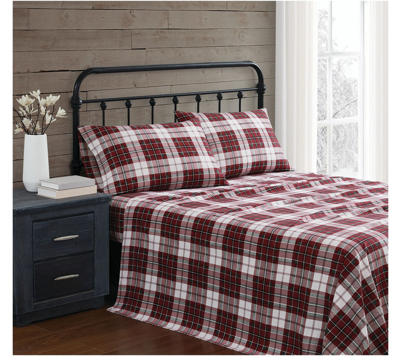 Truly Soft Holiday Plaid King Flannel Sheet Set — Main view