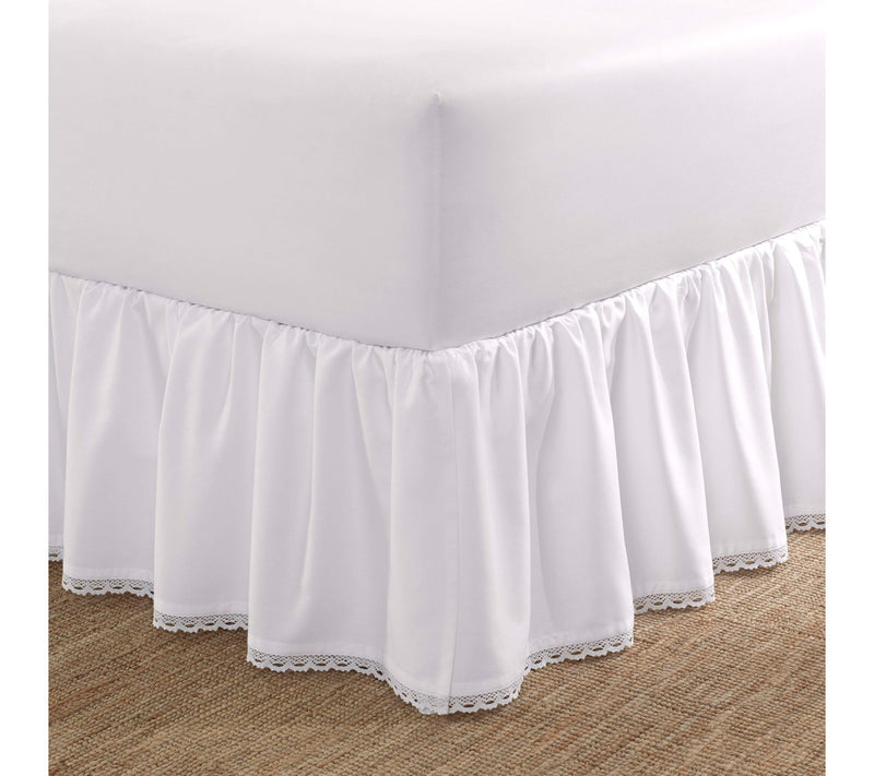 Laura Ashley Crochet White King Ruffled Bedskirt — Main view