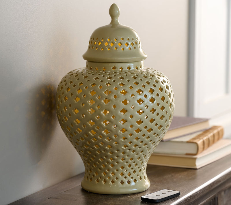 Hotel du Cobb by Dennis Basso Ginger Jar Lantern with LED Light — View 7