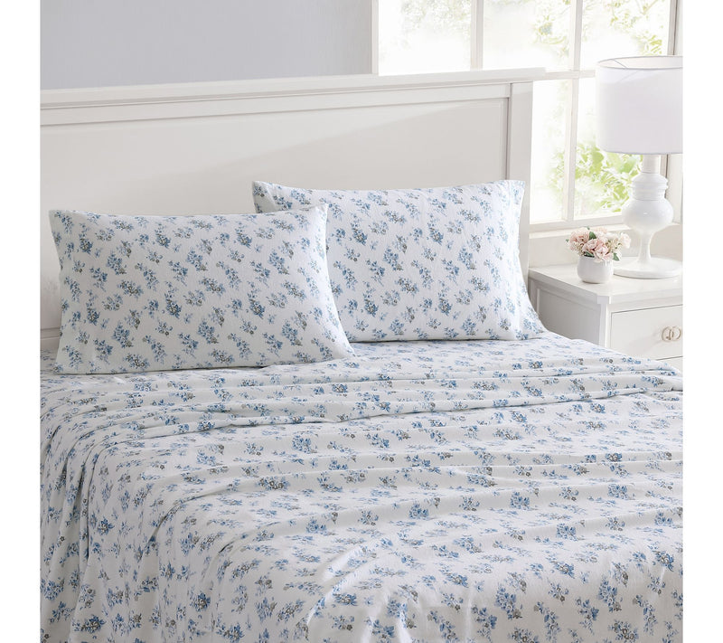 Laura Ashley Audrey Blue Full Flannel Sheet Set — View 2