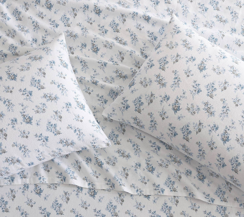 Laura Ashley Audrey Blue Full Flannel Sheet Set — View 3