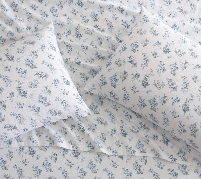 Laura Ashley Audrey Blue Twin Flannel Sheet Set — View 3