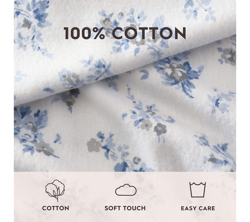 Laura Ashley Audrey Blue Twin Flannel Sheet Set — View 7