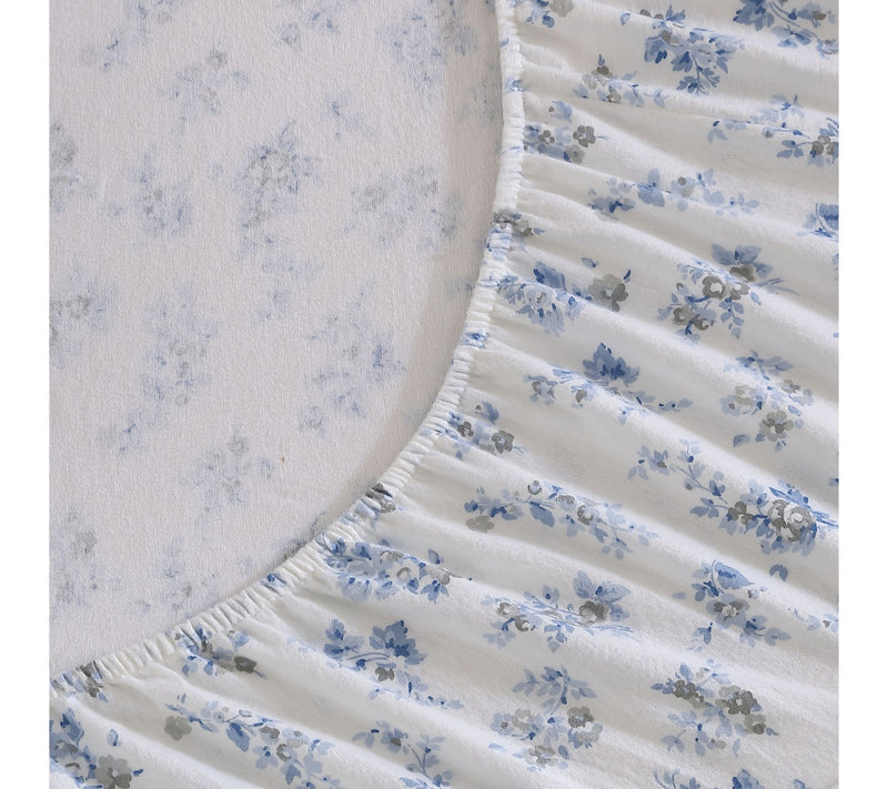 Laura Ashley Audrey Blue Twin Flannel Sheet Set — View 5