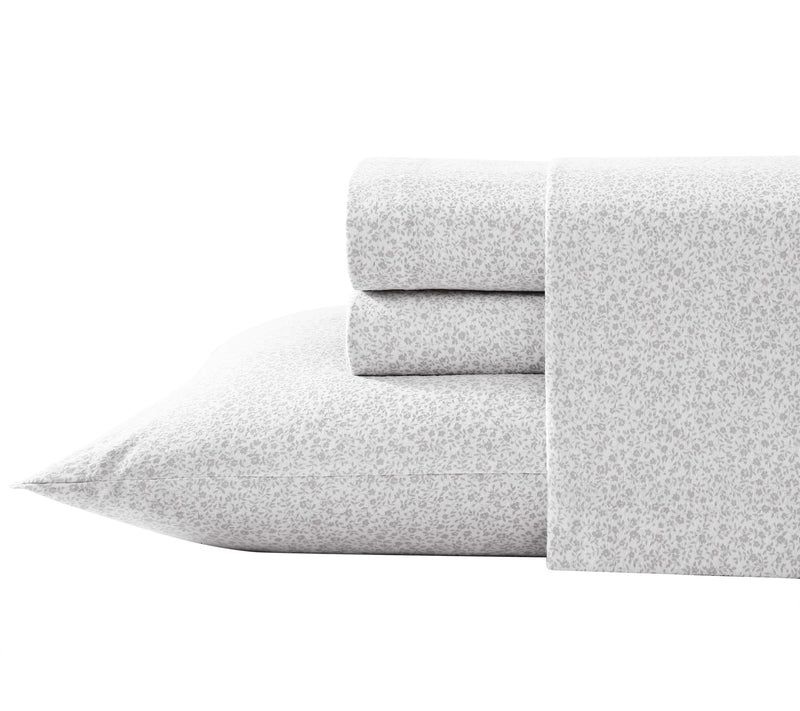 Laura Ashley Chelsie Vine Grey Full Flannel  Sheet Set — Main view