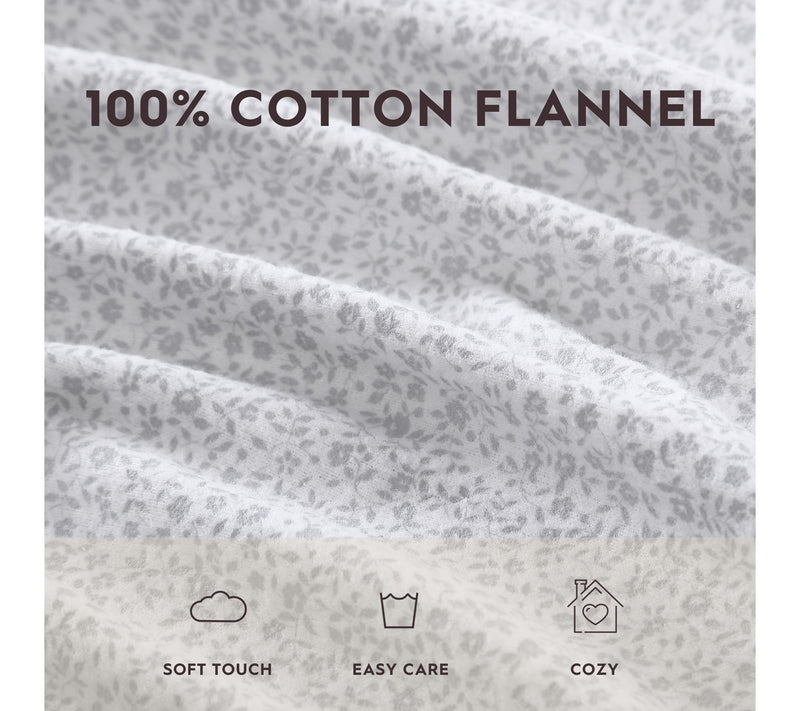 Laura Ashley Chelsie Vine Grey Full Flannel  Sheet Set — View 7