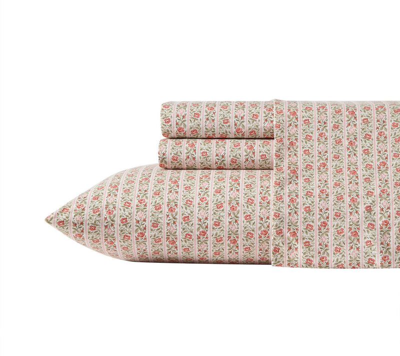 Laura Ashley Marta Stripe Pink Full Sheet Set — Main view