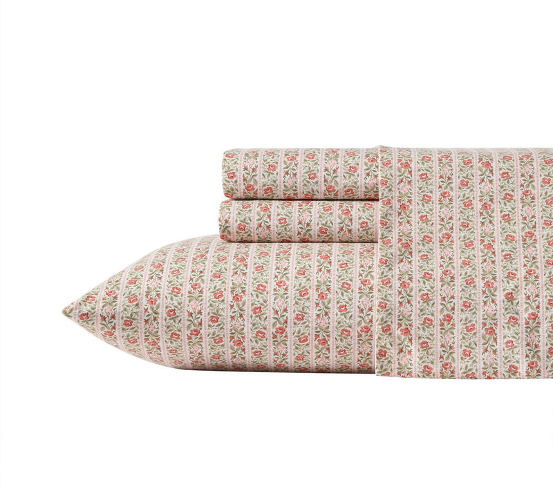Laura Ashley Marta Stripe Pink King Sheet Set — Main view