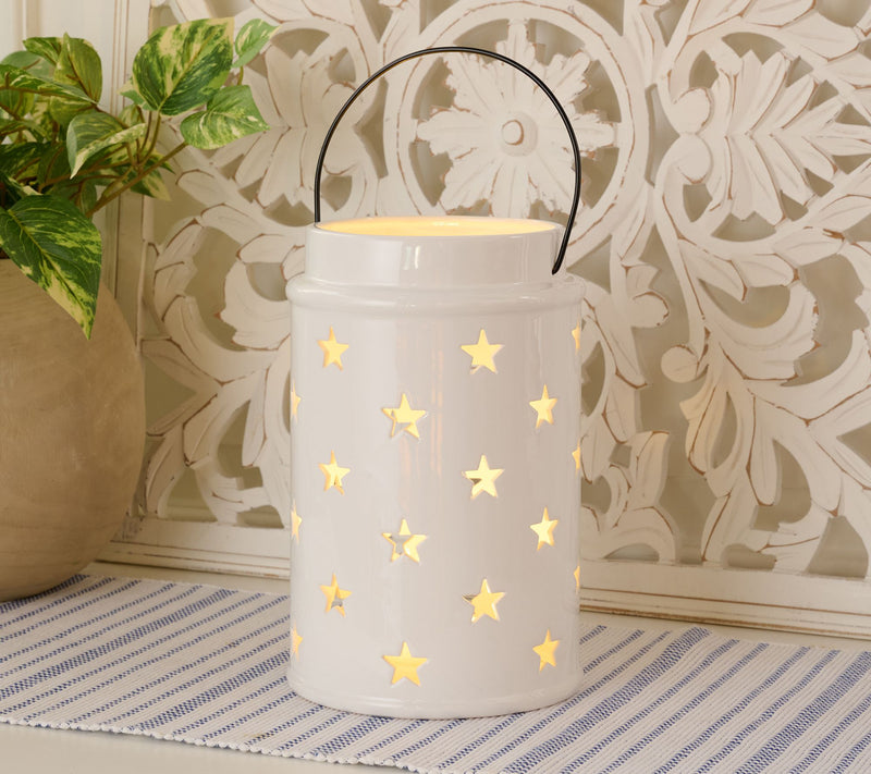 Martha Stewart 10" Illuminated Americana Star Ceramic Lantern — View 9