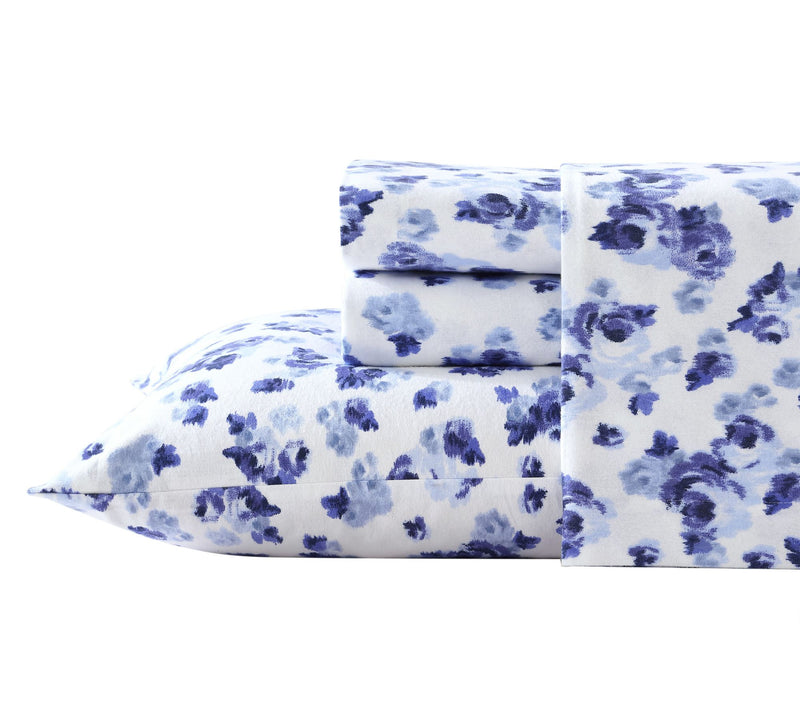 Laura Ashley Emelisa Blue Queen Flannel Sheet Set — Main view