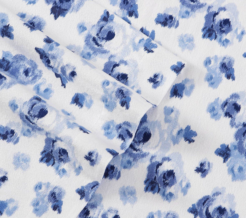 Laura Ashley Emelisa Blue Queen Flannel Sheet Set — View 6