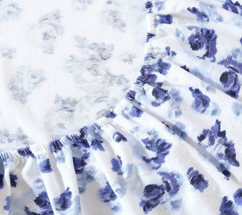 Laura Ashley Emelisa Blue Queen Flannel Sheet Set — View 7