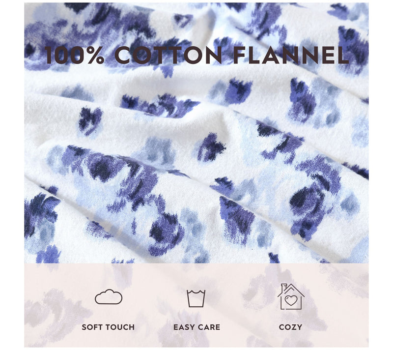 Laura Ashley Emelisa Blue Full Flannel Sheet Set — View 8