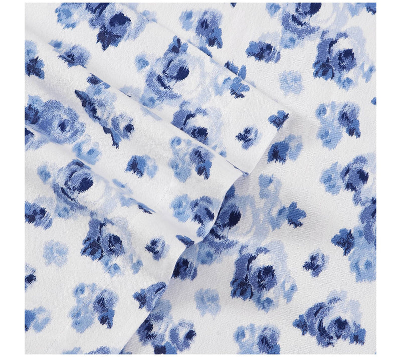 Laura Ashley Emelisa Blue King Flannel Sheet Set — View 4