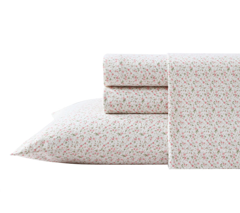 Laura Ashley Evie Soft Pink Queen Flannel SheetSet — View 10