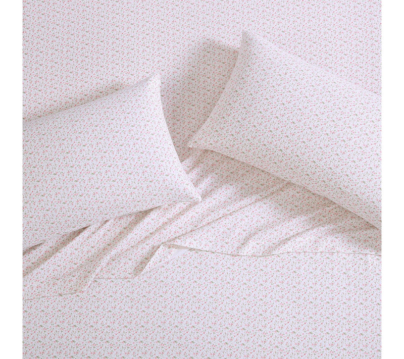 Laura Ashley Evie Soft Pink Twin Flannel Sheetet — View 3