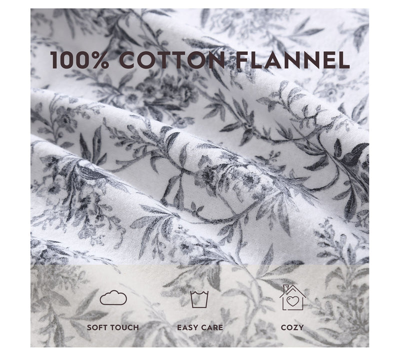 Laura Ashley Faye Black Toile Full Flannel Sheet Set — View 7