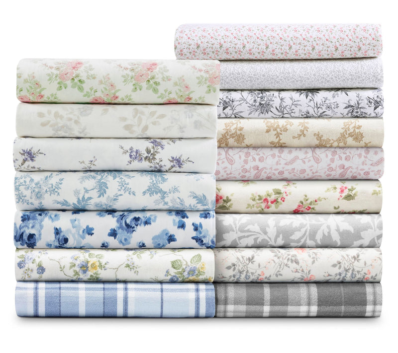 Laura Ashley Faye Black Toile Full Flannel Sheet Set — View 8