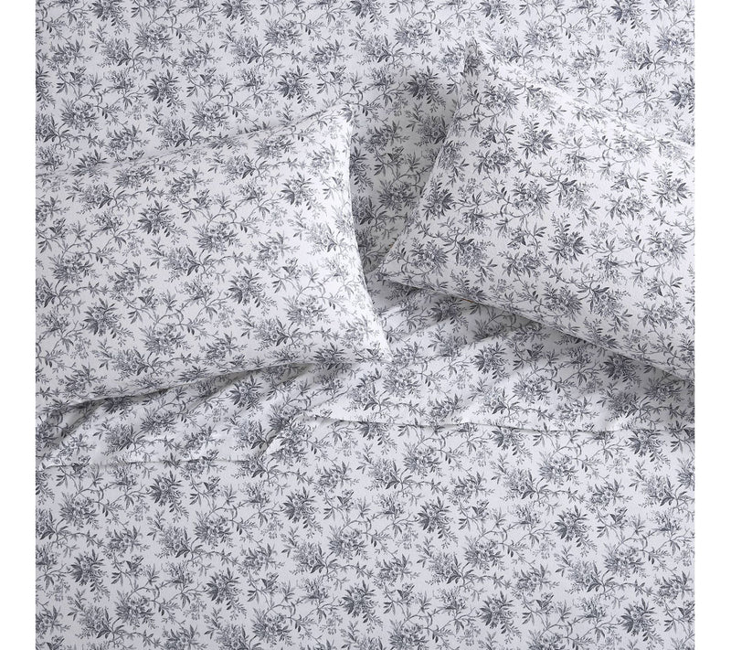 Laura Ashley Faye Black Toile Full Flannel Sheet Set — View 3