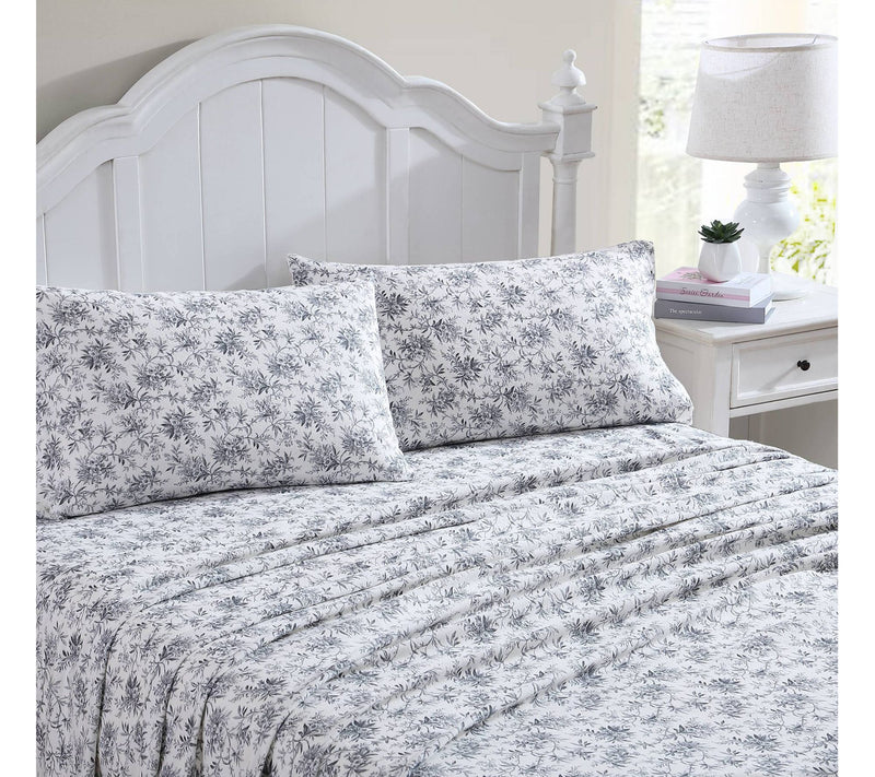 Laura Ashley Faye Black Toile Full Flannel Sheet Set — View 2