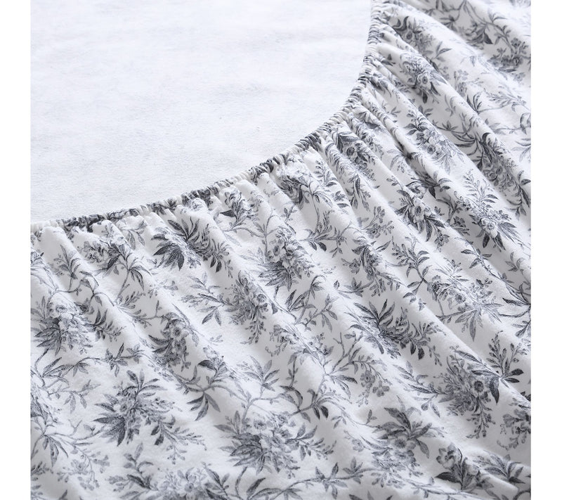 Laura Ashley Faye Black Toile Full Flannel Sheet Set — View 5