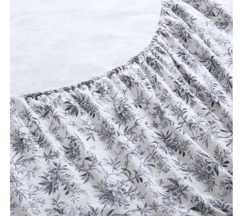 Laura Ashley Faye Black Toile King Flannel Sheet Set — View 5