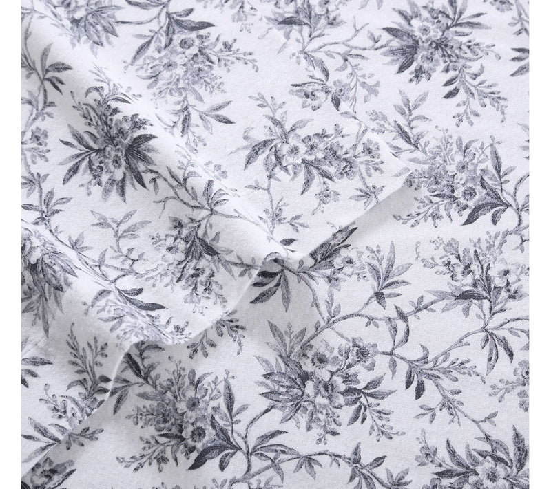 Laura Ashley Faye Black Toile King Flannel Sheet Set — View 4
