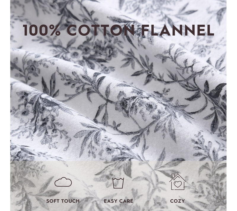 Laura Ashley Faye Black Toile King Flannel Sheet Set — View 7