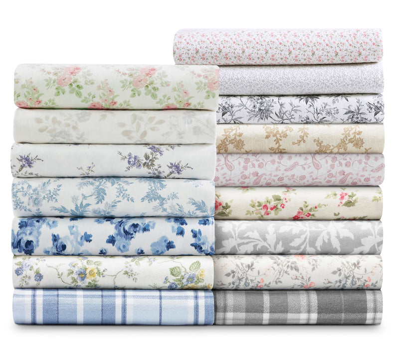 Laura Ashley Faye Black Toile King Flannel Sheet Set — View 8