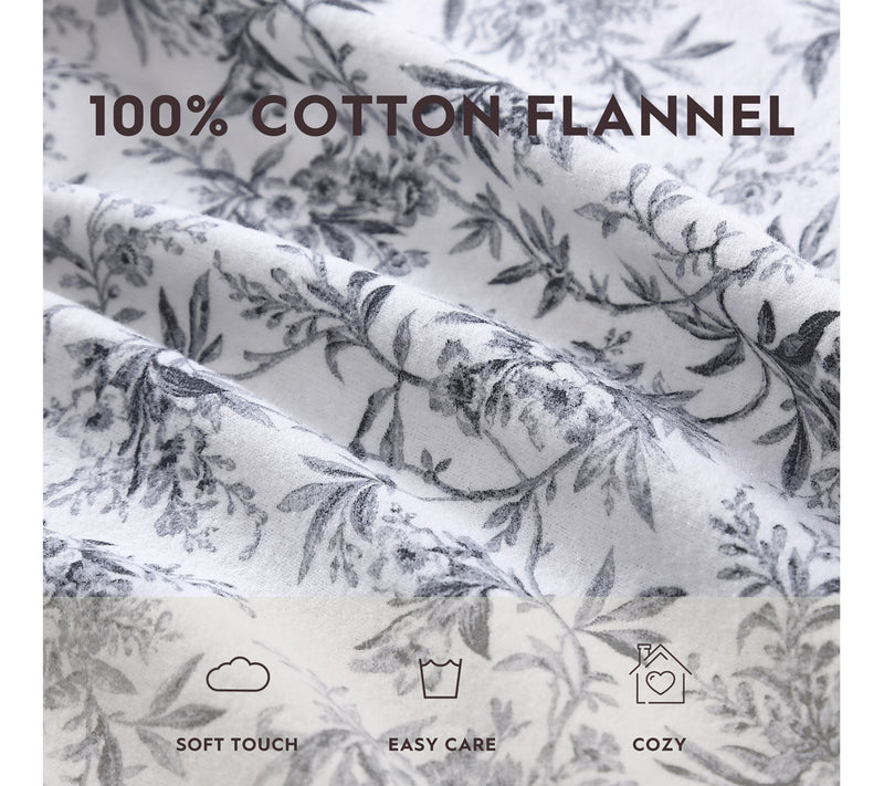 Laura Ashley Faye Black Toile Twin Flannel Sheet Set — View 7