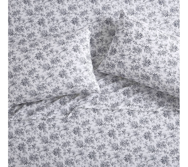 Laura Ashley Faye Black Toile Twin Flannel Sheet Set — View 3