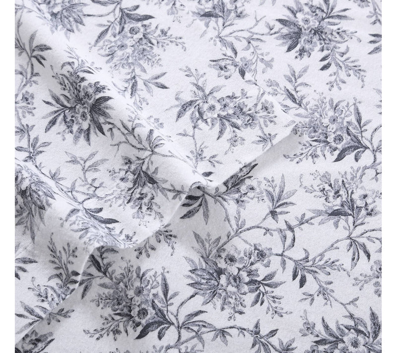 Laura Ashley Faye Black Toile Twin Flannel Sheet Set — View 4