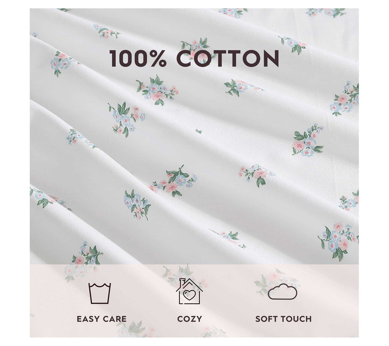 Laura Ashley Harperette Pink-Blue Full Sheet Set — View 7