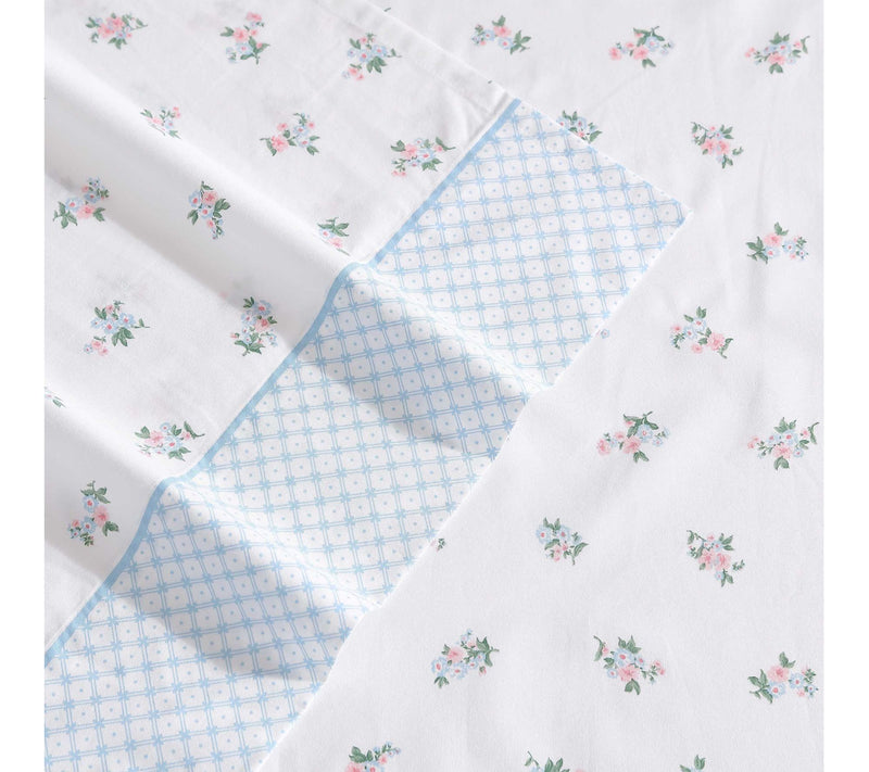 Laura Ashley Harperette Pink-Blue King Sheet Set — View 4