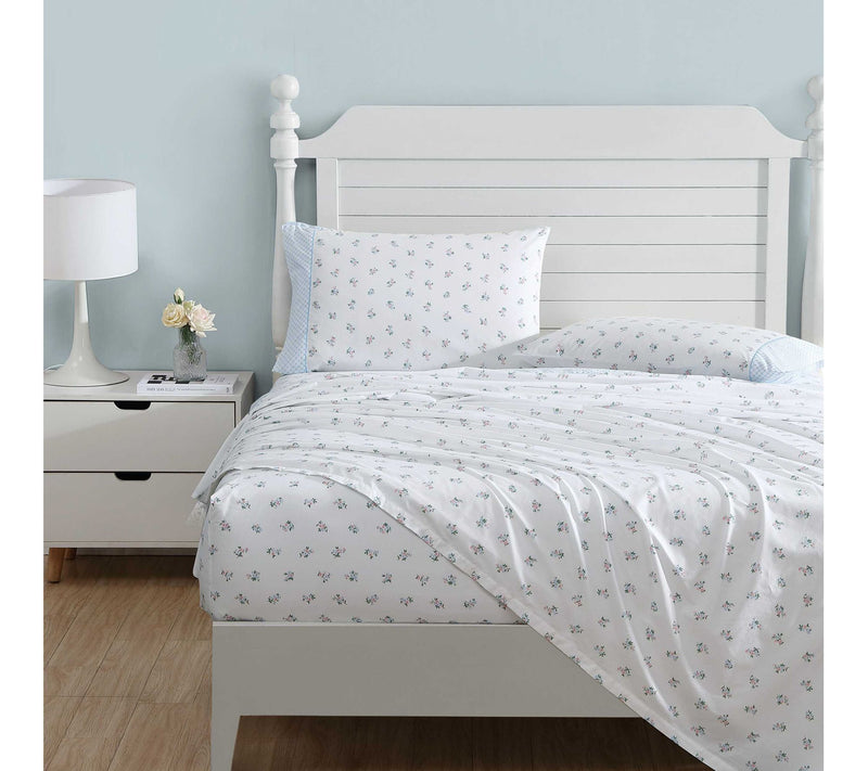 Laura Ashley Harperette Pink-Blue Twin Sheet Set — View 2