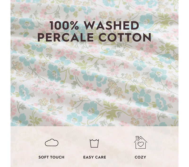 Laura Ashley Jaynie Blue-Pink Queen Sheet Set — View 7